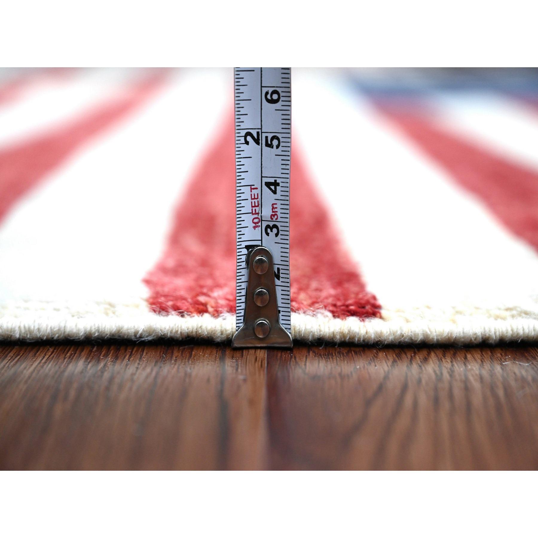 Annodato a mano Tappeto orientale in lana morbida annodato a mano con bandiera americana rossa appesa alla parete 2'7 