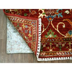 2'7"x3'10" Rust Red Pure Wool Afghan Sultani Hand Knotted Sample Mat Rug