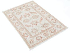 2.7x3.7 ft Hand Knotted Beige Oushak Rug with All-Over Floral Design. 100% Wool