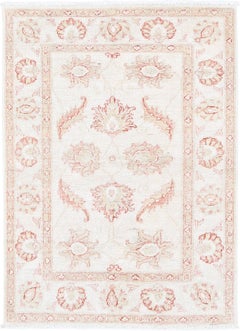 2.7x3.7 ft Hand Knotted Beige Oushak Rug with All-Over Floral Design. 100% Wool