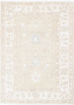 2.7x3.7 ft Handknotted Beige Turkish Wool Accent Rug with All-Over Floral Design