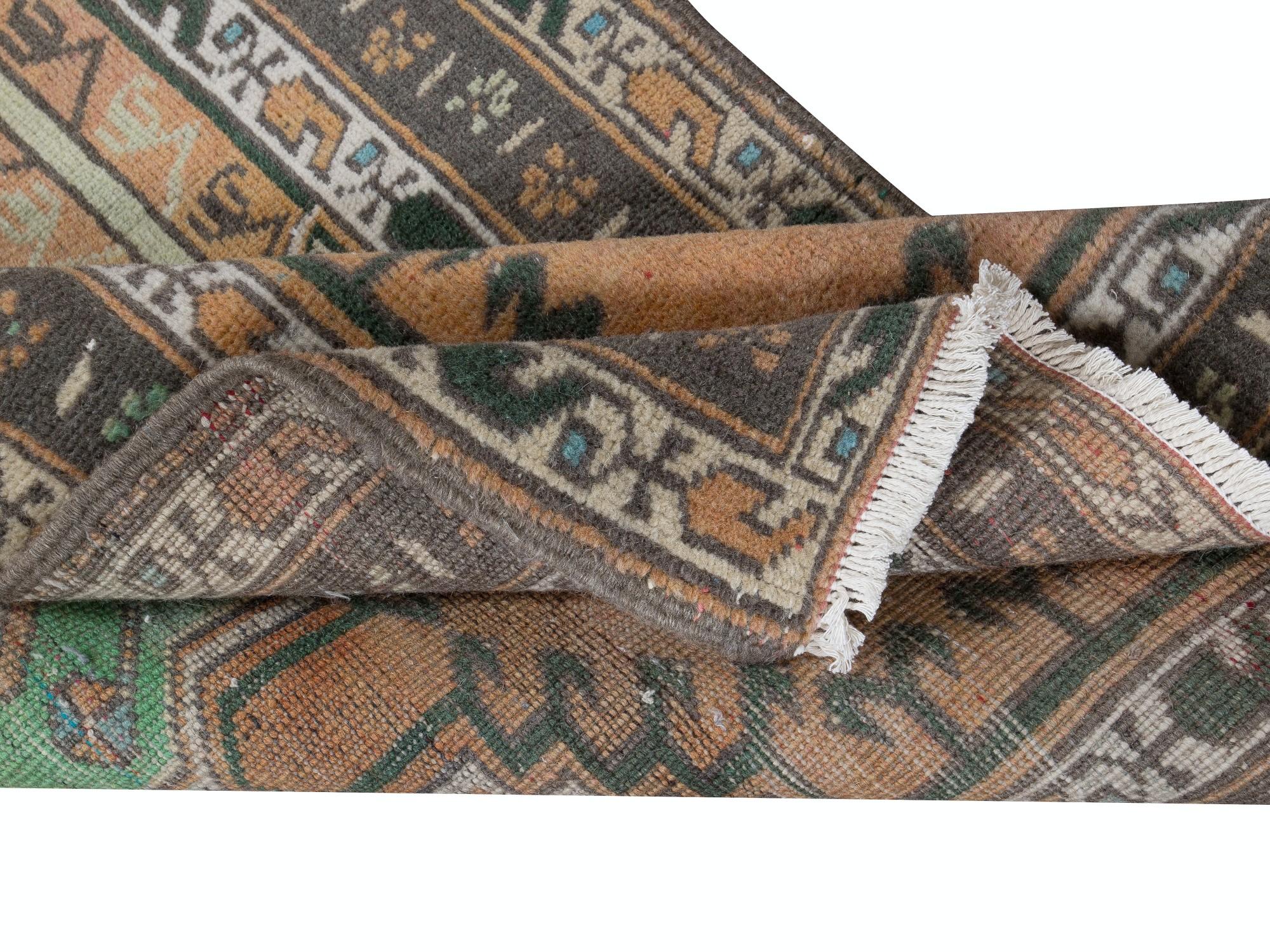 Tribal 2.7x3.8 Ft Vintage Geometric Small Rug, Handmade Prayer Rug, Turkish Door Mat For Sale