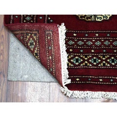 2'7"x3'9" Extra Soft Wool Hand Knotted Mori Bokara Deep and Rich Red Rug