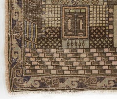 2.7x4 Ft Vintage One-of-a-Kind Pictorial Anatolian Prayer Rug Depicting a Mosque