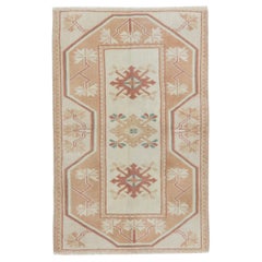 2.7x4 Ft Vintage Geometric Small Rug, Handmade Accent Rug, Turkish Door Mat