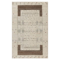 2
7 "x4
 Ivoire Modern Striae Design Lori Buft Gabbeh Tapis en laine noué à la main