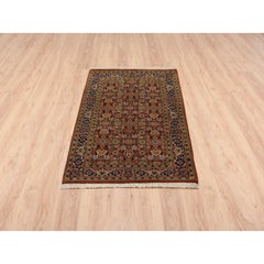 2'7"x4' Red Hand Knotted Herati Design 250 KPSI Wool Oriental Rug