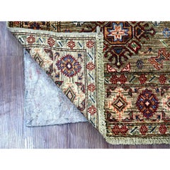 2'7 "x4'1" Stone Gray Wool Afghan Super Kazak Hand Knotsted Sample Mat Rug