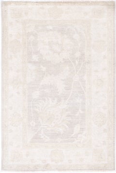 2.7x4.2 ft Traditional Hand Knotted Beige Accent Rug for Bedroom and Entryway