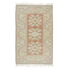2,7x4.2 Ft Vintage Handgefertigter „Antique Washed“ Anatolian Milas Kleiner Wollteppich
