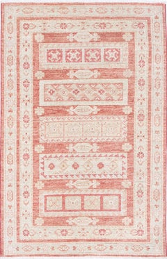 2.7x4.3 ft Hand Knotted Rot, Elfenbein Bereich Teppich. Türkischer Akzentteppich mit geometrischem Motiv