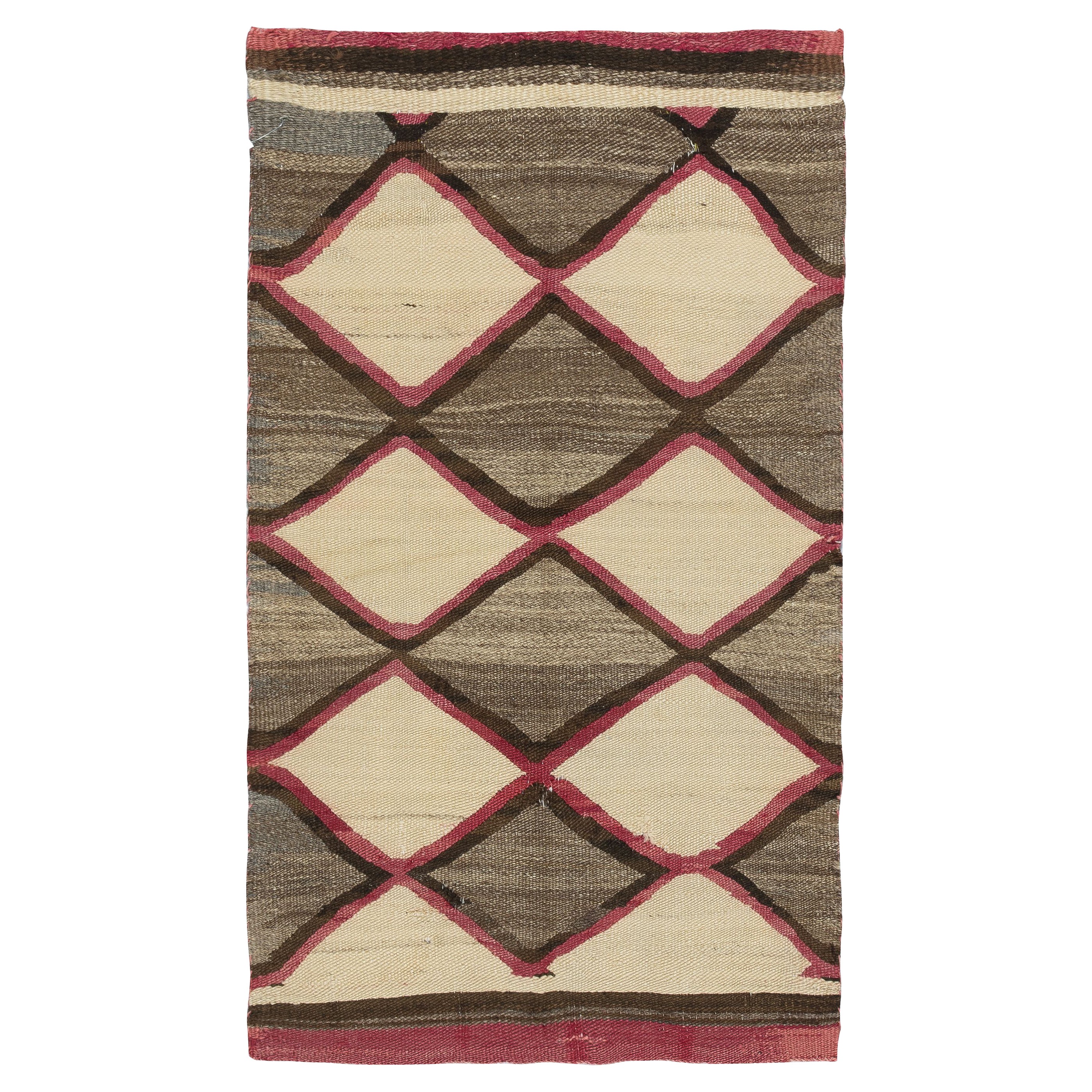 Tapis Ganado, indien Navajo américain ancien tissé à plat 27x47 pouces