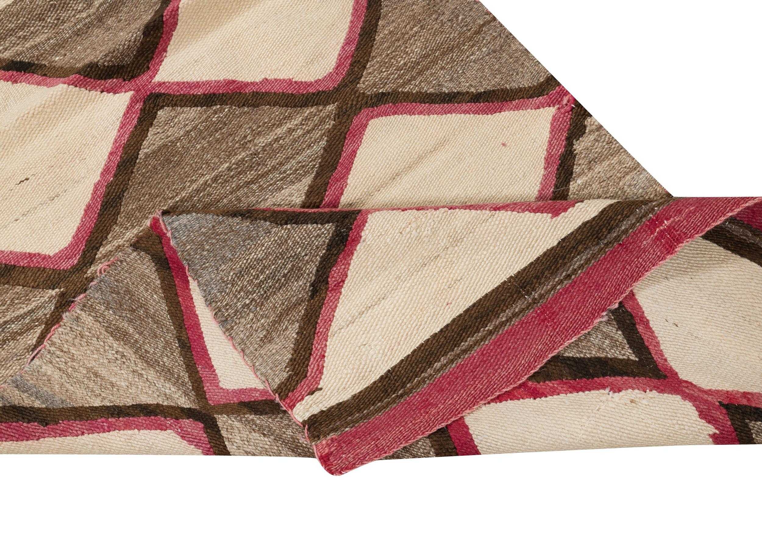 Kilim Tapis Ganado, indien Navajo américain ancien tissé à plat 27x47 pouces en vente