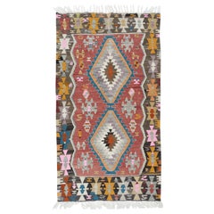2.7x4.8 Ft Vintage Sweden Scandinavian Kilim 'Flatweave' con motivi geometrici