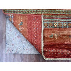2'7"x5' Berry Red Wool Hand Knotted Afghan Super Kazak Khorjin Design Rug
