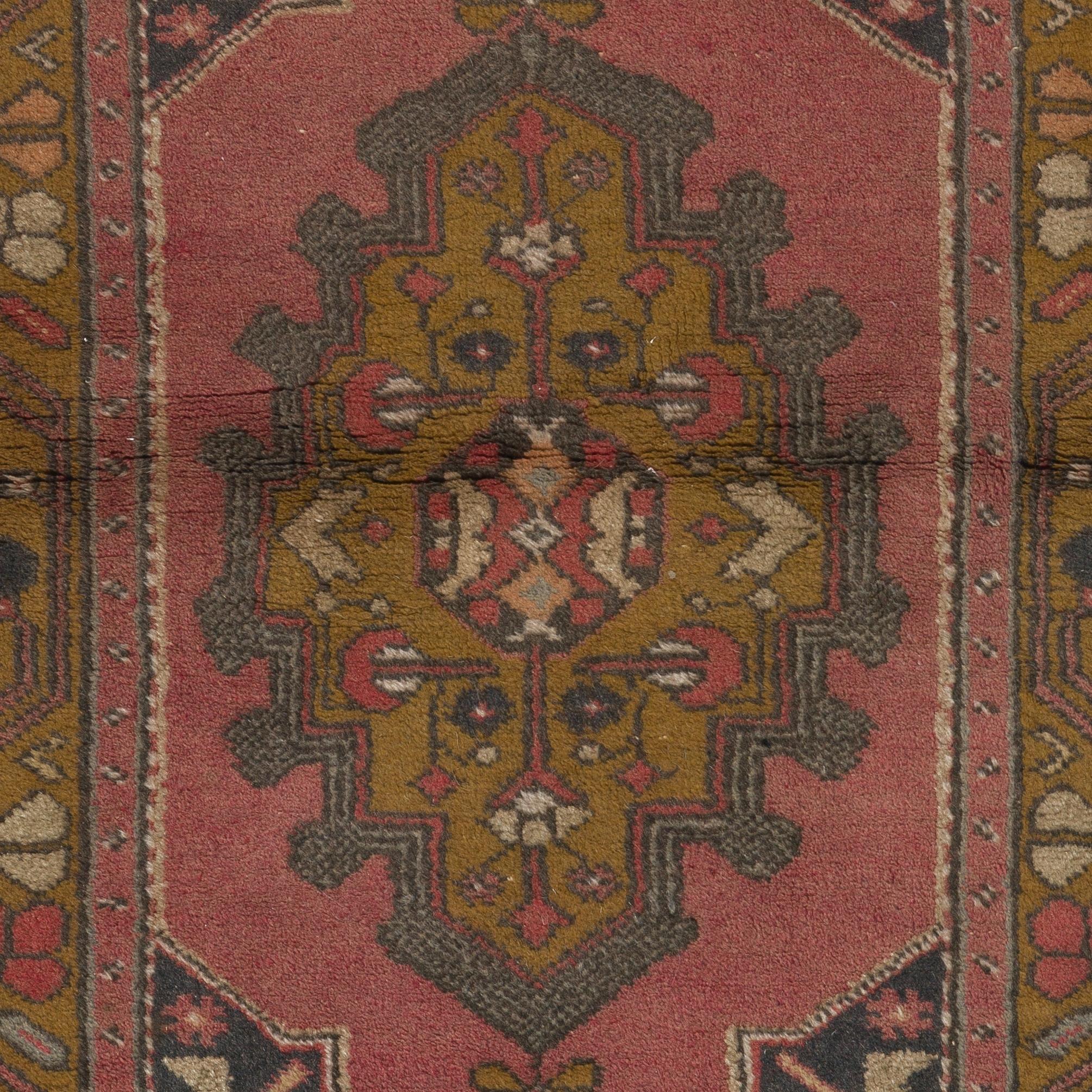 Tribal 2.7x5 ft One-of-a-Kind Vintage Handmade Turkish Village Accent Rug, 100% Wool