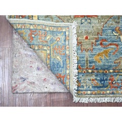 2'7"x5'10" Gray Hand Knotted Peshawar with Geometric Leaf Design Wool Runner Rug