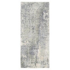 2
7"x5
10" Taupe Wool and Silk Abstract with Mosaic Design Hand Knotted Rug