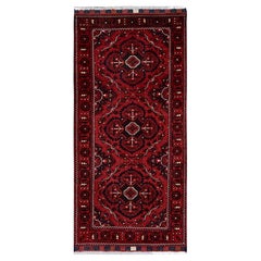 2'7 "x5'2" Alfombra afgana roja Khamyab con diseño de medallones Alfombra de lana anudada a mano