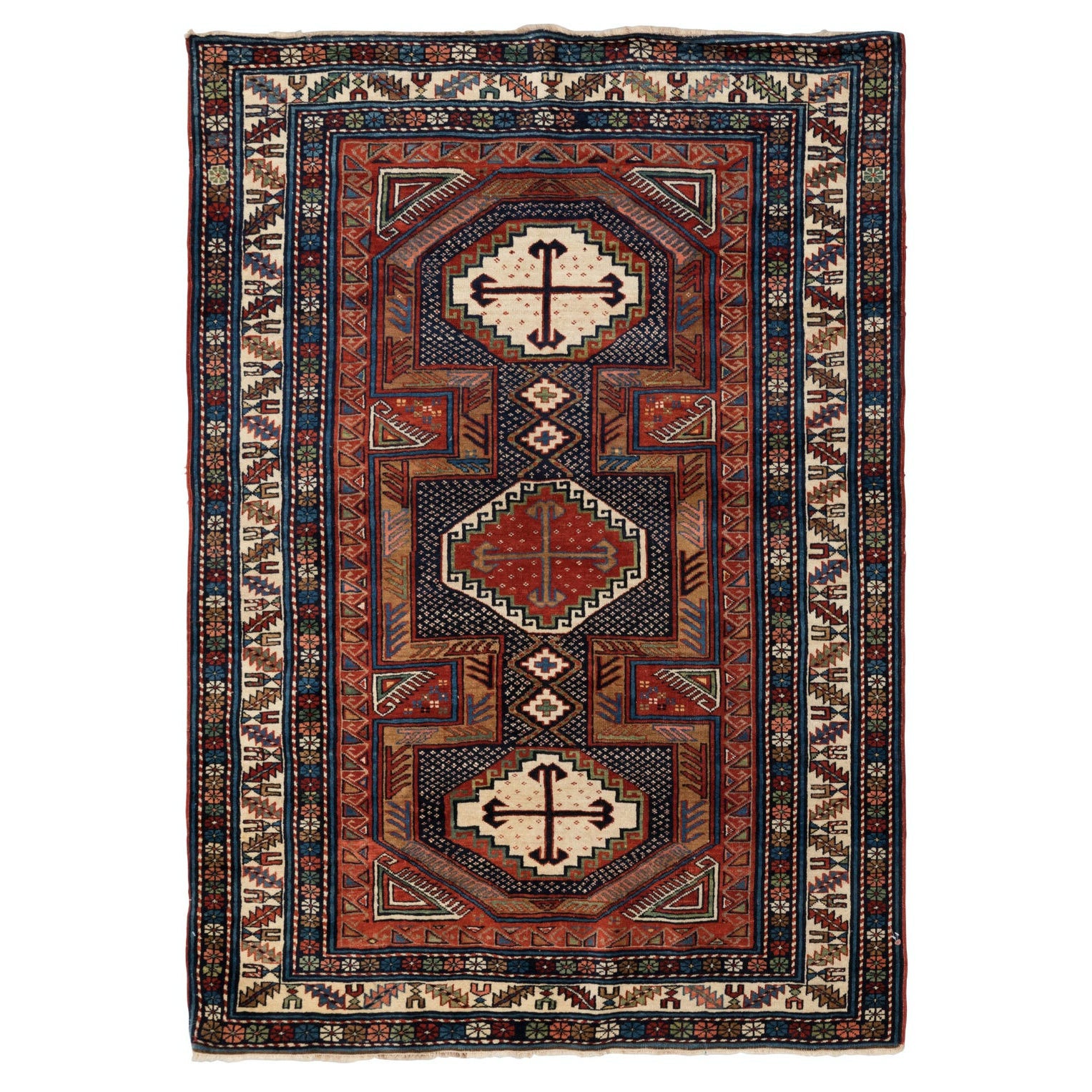 2.7x5.7 Ft Antique Shirvan Rug, East Caucasus, Ca 1890