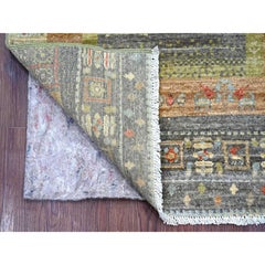 2'7"x5'9" Gray Kashkuli Gabbeh Animal Figurines Hand Knotted Wool Runner Rug