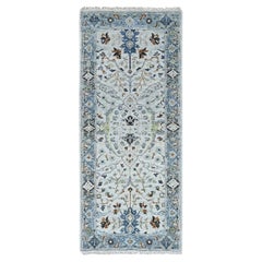 2'7"x5'9" Elfenbein, Oushak mit Blumenmotiven, reine Wolle, handgeknüpfter, Läufer