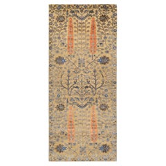 2'7"x6' Almond Brown, Silk With Textured Wool, Hand Knotted, Runner, Rug