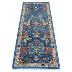 2'7 "x6' Blau Peshawar mit Bijar Garus Design Handgeknüpfter Wollteppich Läufer