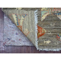 2'7 "x6' Alfombra afgana marrón Peshawar Oceanic Fish Design Corredera de lana anudada a mano