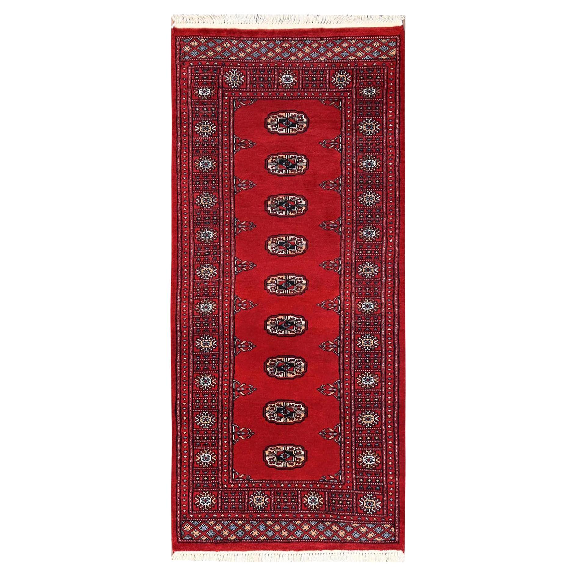 2
7"x6
Cherry Red Soft and Shiny Wool Hand Knotted Princess Bokara Runner Rug