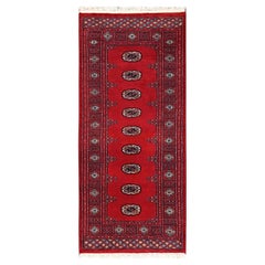 2
7"x6
Cherry Red Soft and Shiny Wool Hand Knotted Princess Bokara Runner Rug