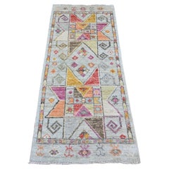 2'7 "x6' Grau Hand geknüpft Anatolian Village Inspired Design Wolle Läufer Teppich