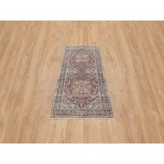 2'7"x6' Light Burgundy Organic Wool Hand Knotted Runner Soft Pile Oriental Rug