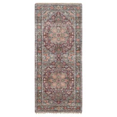 2
7"x6
 Light Burgundy Organic Wool Hand Knotted Runner Soft Pile Oriental Rug