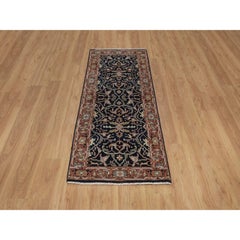 2'7 "x6' Mitternachtsblau Handgeknüpft Weiche Wolle Fein Heriz Re-Creation Läufer Teppich