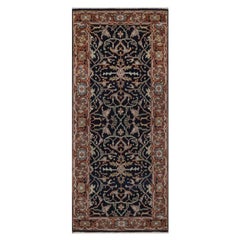 2'7 "x6' Mitternachtsblau Handgeknüpft Weiche Wolle Fein Heriz Re-Creation Läufer Teppich