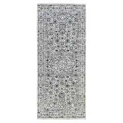 2
7 "x6
Bianco, disegno della dinastia Mamluke, tappeto runner annodato a mano in 100% lana non colorata