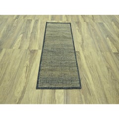 2'7"x6'1" Bone Brown Oxidized and Distressed Grass Design Wool Hand Knotted Rug