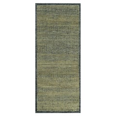 2'7"x6'1" Bone Brown Oxidized and Distressed Grass Design Wool Hand Knotted Rug