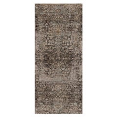 2
7"x6
1" Brown Hand Knotted Transitional Persian Design Silk 
Wool Runner Rug
