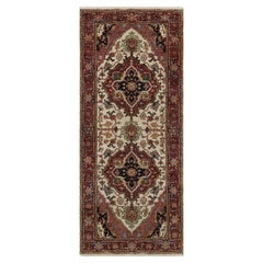 2
7 "x6
1" Elfenbein Antik Fein Heriz Re-Kreation Hand geknüpft Wolle Läufer Teppich