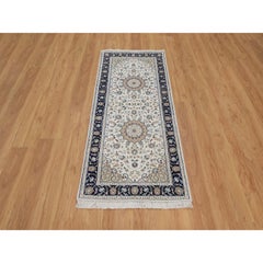 2'7"x6'1" Ivory Nain Wool & Silk Hand Knotted 250 KPSI Runner Oriental Rug