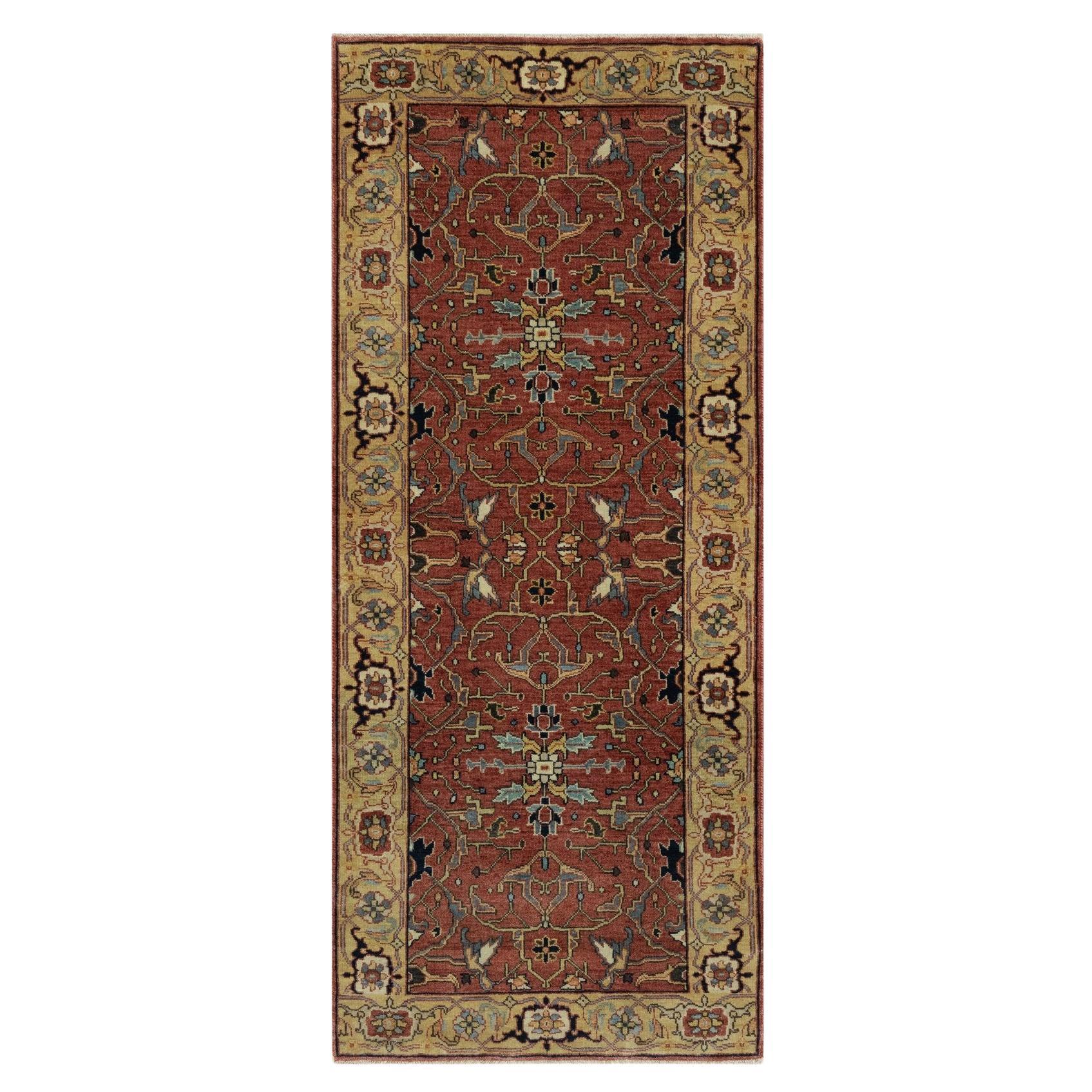 2'7 "x6'1" Rubor Red Plush and Lush All Wool Hand Knotted Vegetable Dyes Rugs (Tappeto in lana annodato a mano con tinture vegetali) in vendita
