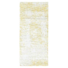 2'7"x6'1" Yellow Modern Hand Loomed Wool & Silk Textured Runner Oriental Rug