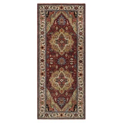 2
7"x6
2" Barn Red Antiqued Fine Heriz Re-Creation Hand Knotted Wool Runner Rug
