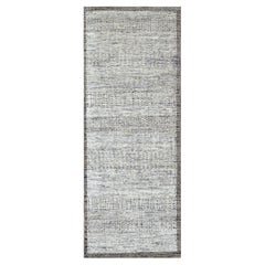 2'7 "x6'2" Beaver Brown Tapis de course en pure laine nouée à la main et à motifs d'herbes oxydées