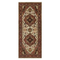 2'7"x6'2" Chiffon White Antiqued Fine Heriz Re-Creation Hand Knotted Wool Rug