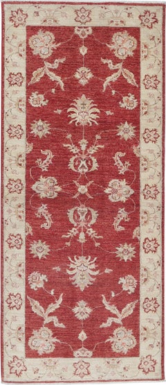 2.7x6.2 ft Red Runner Rug for Kitchen and Corridor. Handknotted Rug for Hallway