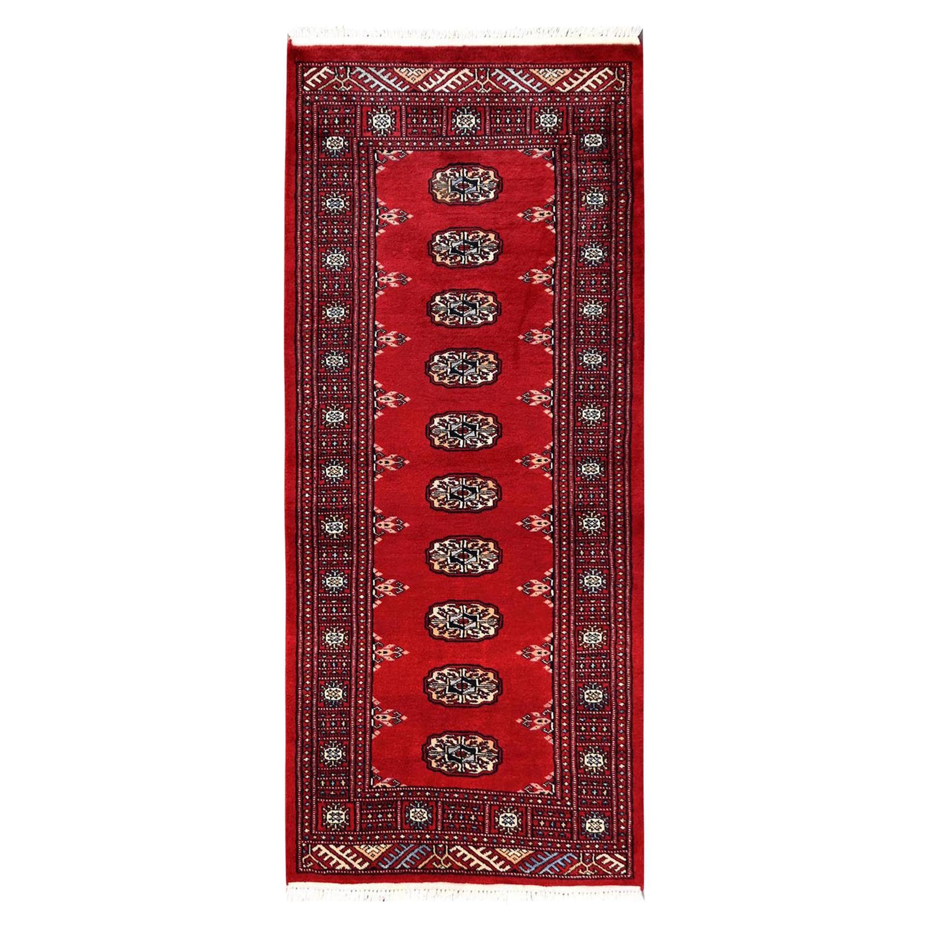 2
7"x6
3" Carmine Red Hand Knotted Princess Bokara Natural Wool Runner Rug