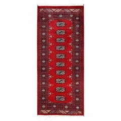 2
7"x6
3" Carmine Red Hand Knotted Princess Bokara Natural Wool Runner Rug